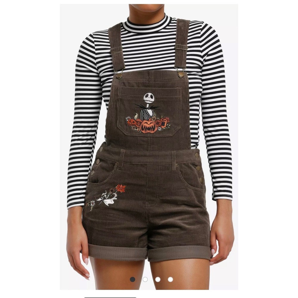 Her Universe Shortalls Womens XL Brown Nightmare Before Christmas Corduroy Jack